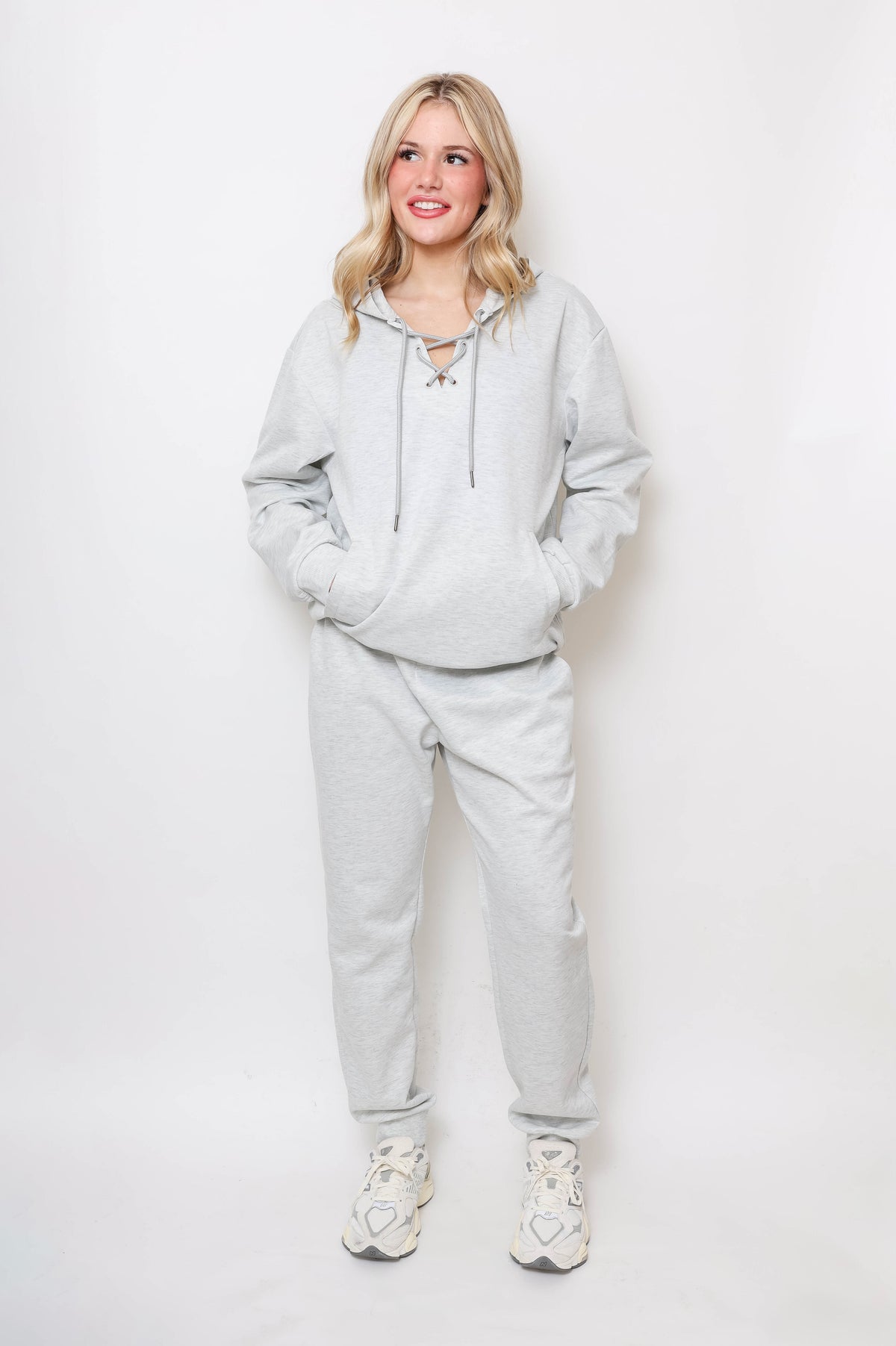 Women's Lace-Up Hoodie & Jogger Set