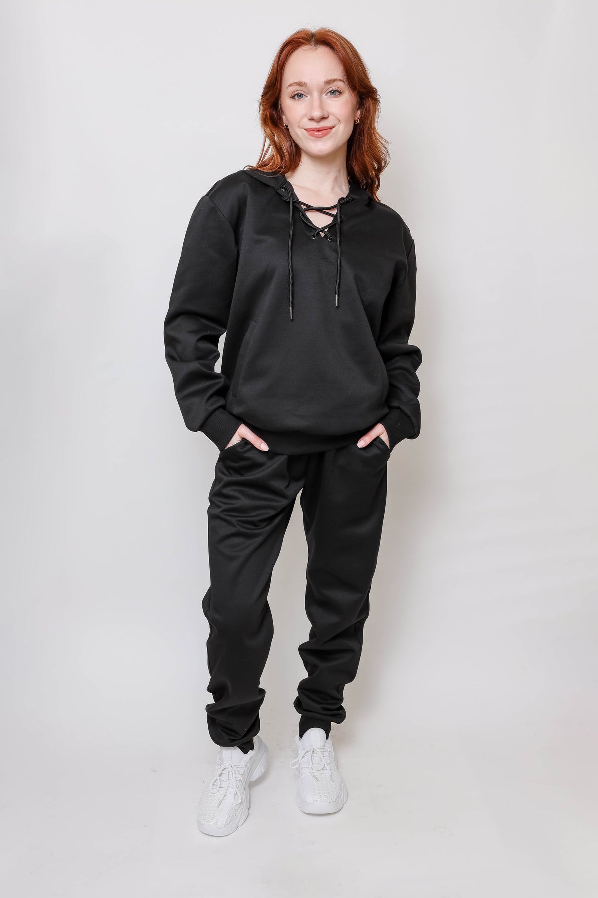 Women's Lace-Up Hoodie & Jogger Set