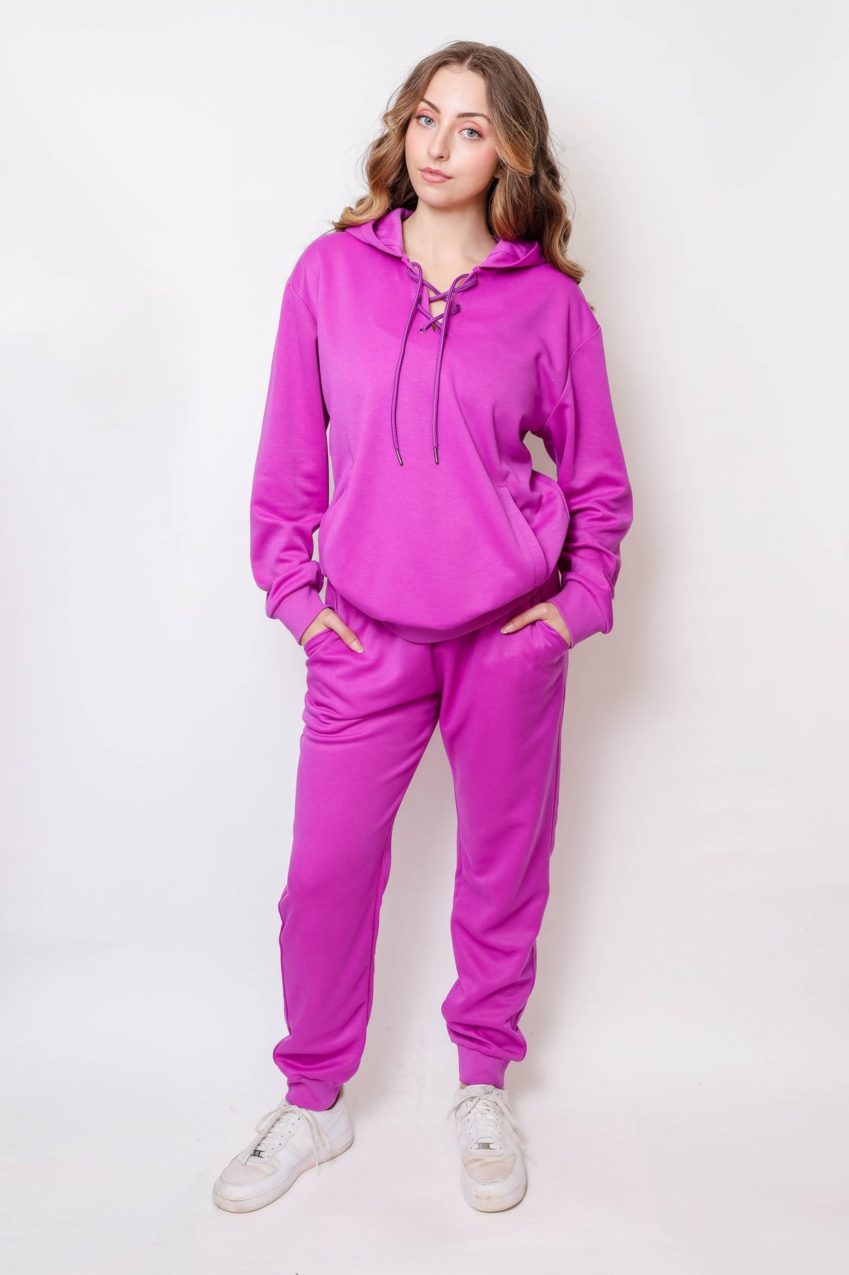 Women's Lace-Up Hoodie & Jogger Set