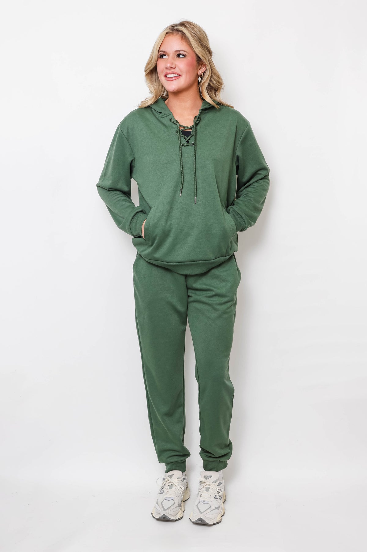 Women's Lace-Up Hoodie & Jogger Set