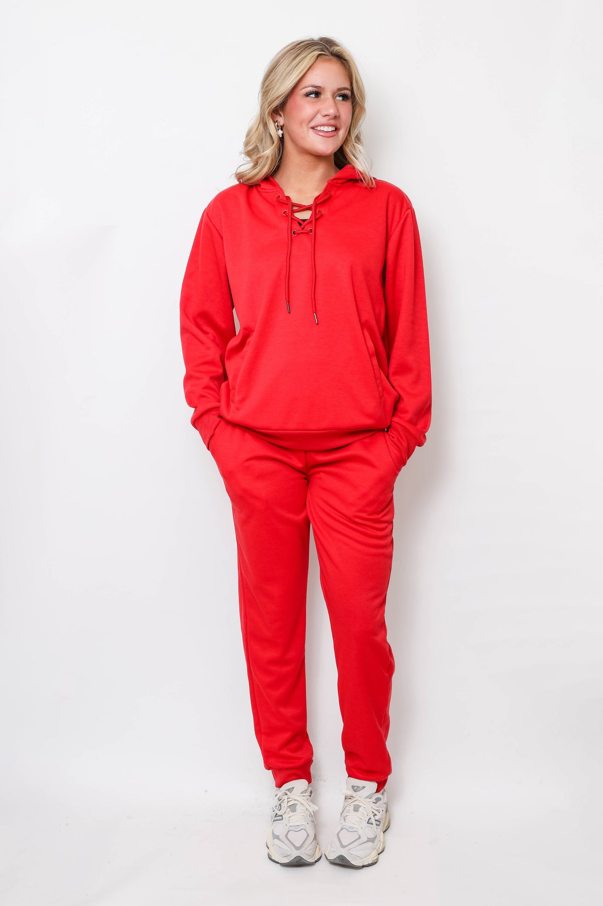 Women's Lace-Up Hoodie & Jogger Set