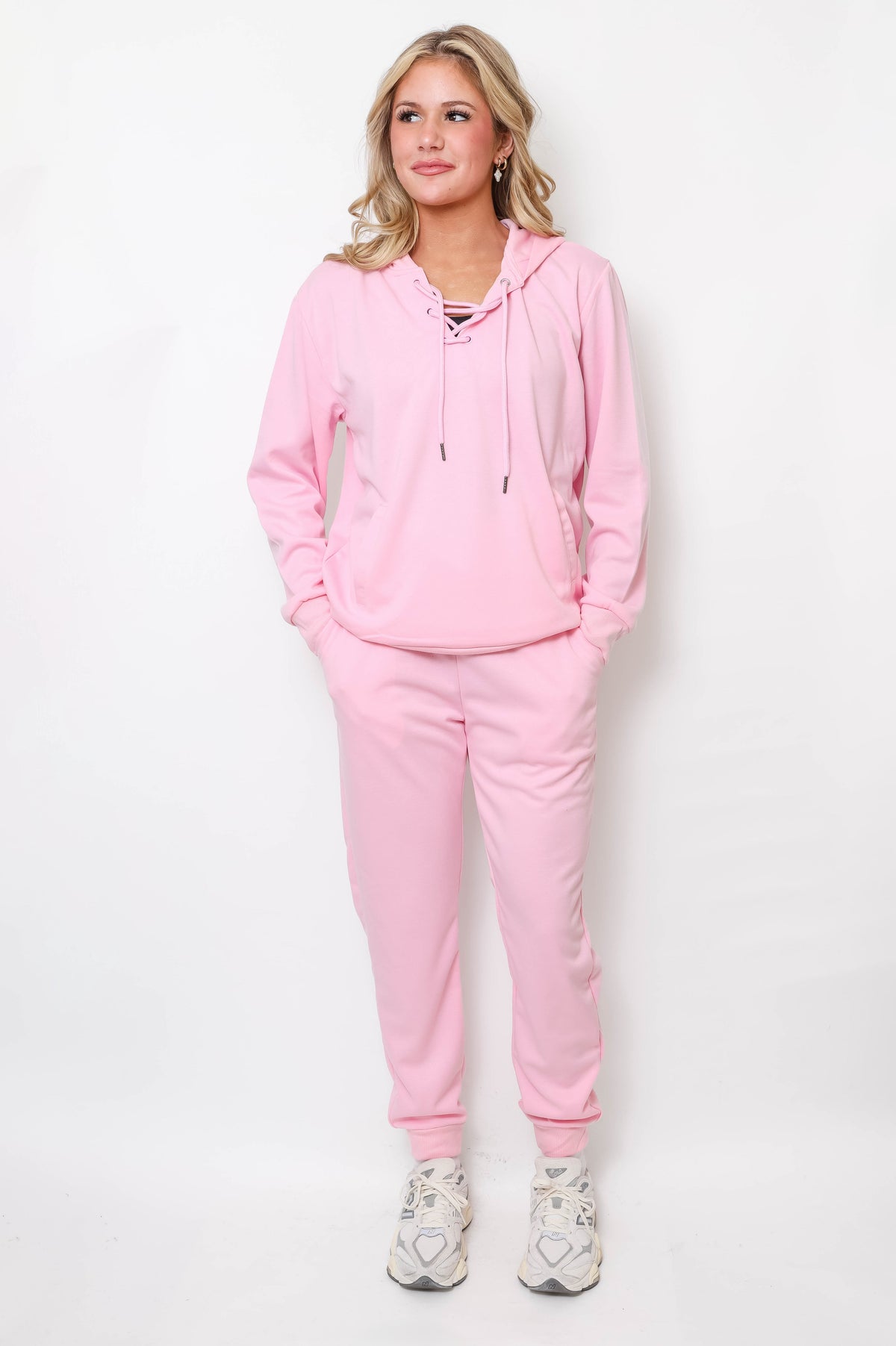 Women's Lace-Up Hoodie & Jogger Set