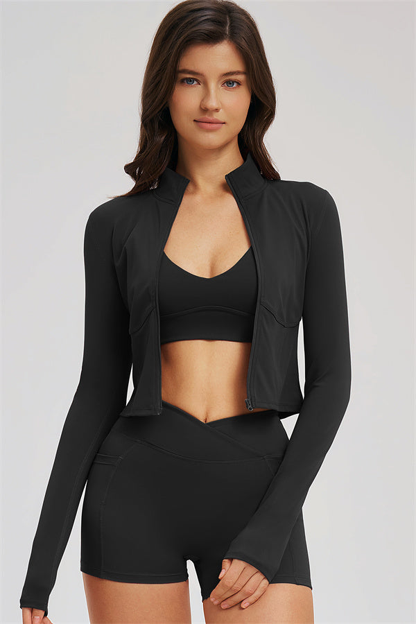 The Sizzle 3-Piece Set — Zip Jacket, Sports Bra & Shorts