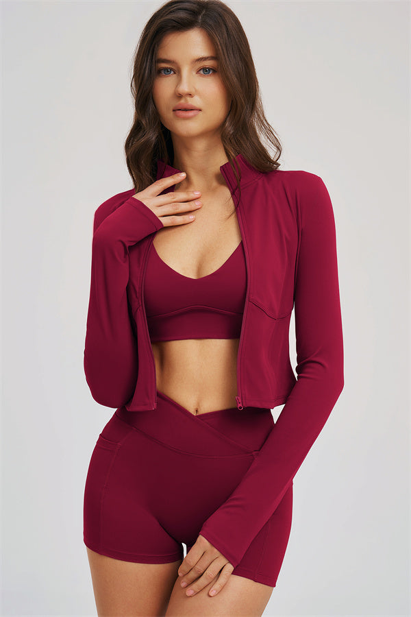 The Sizzle 3-Piece Set — Zip Jacket, Sports Bra & Shorts