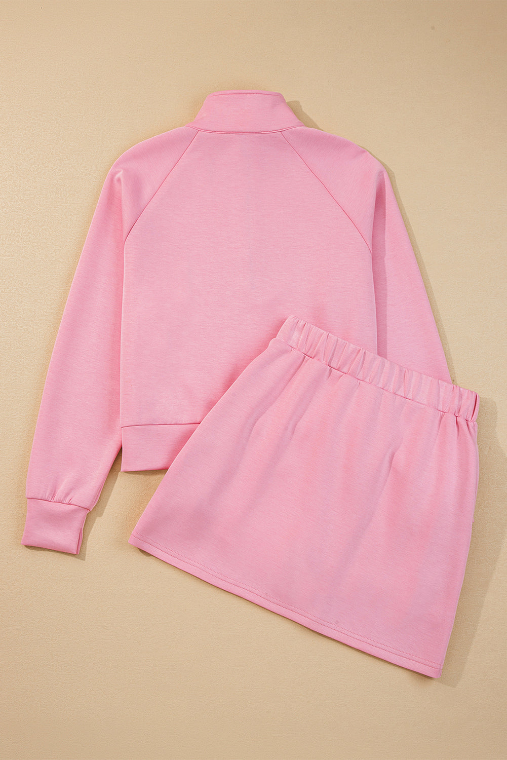 Solid Half-Zip Pullover & Mini Skort Set