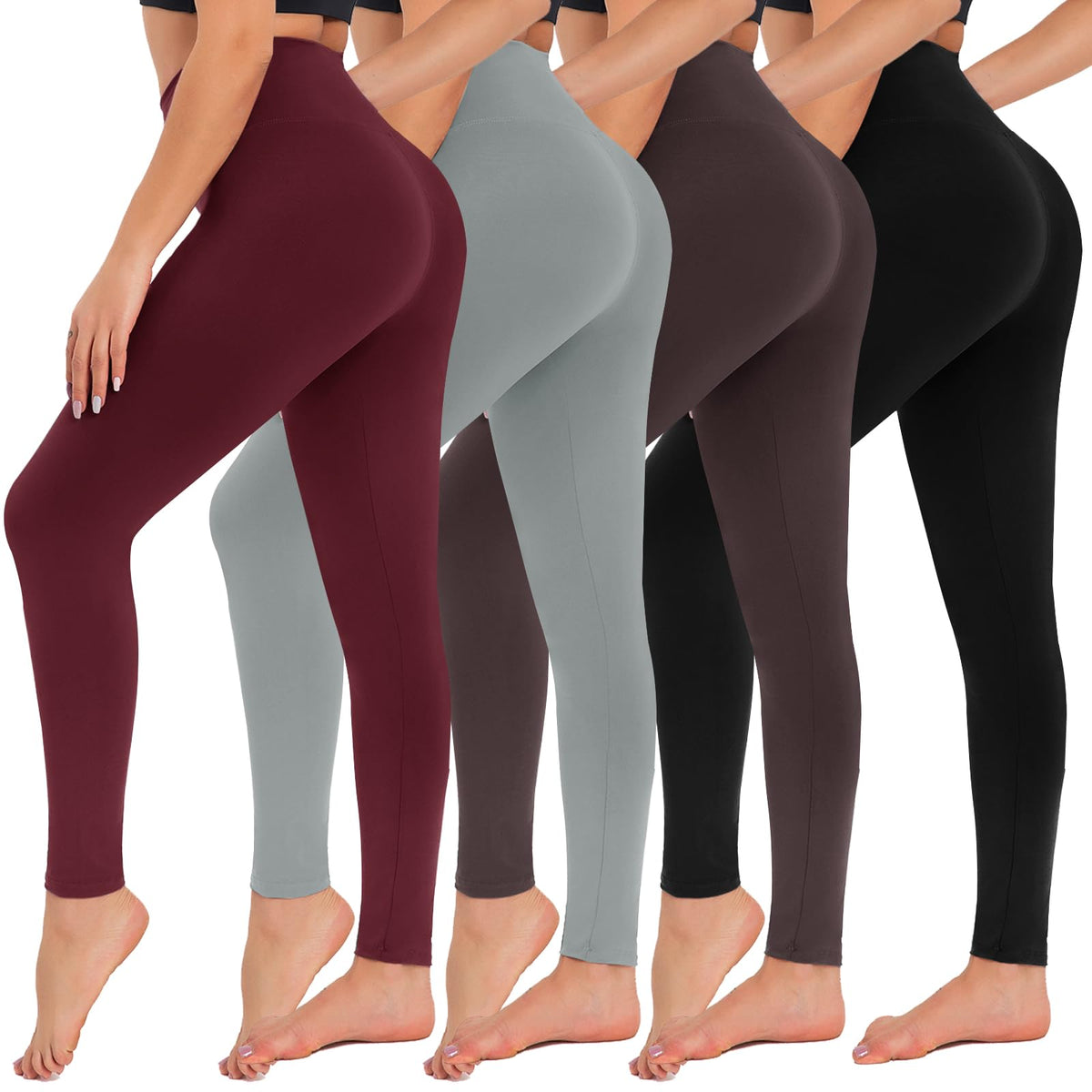 4-Pack High-Waisted Leggings — Tummy Control Yoga Pants