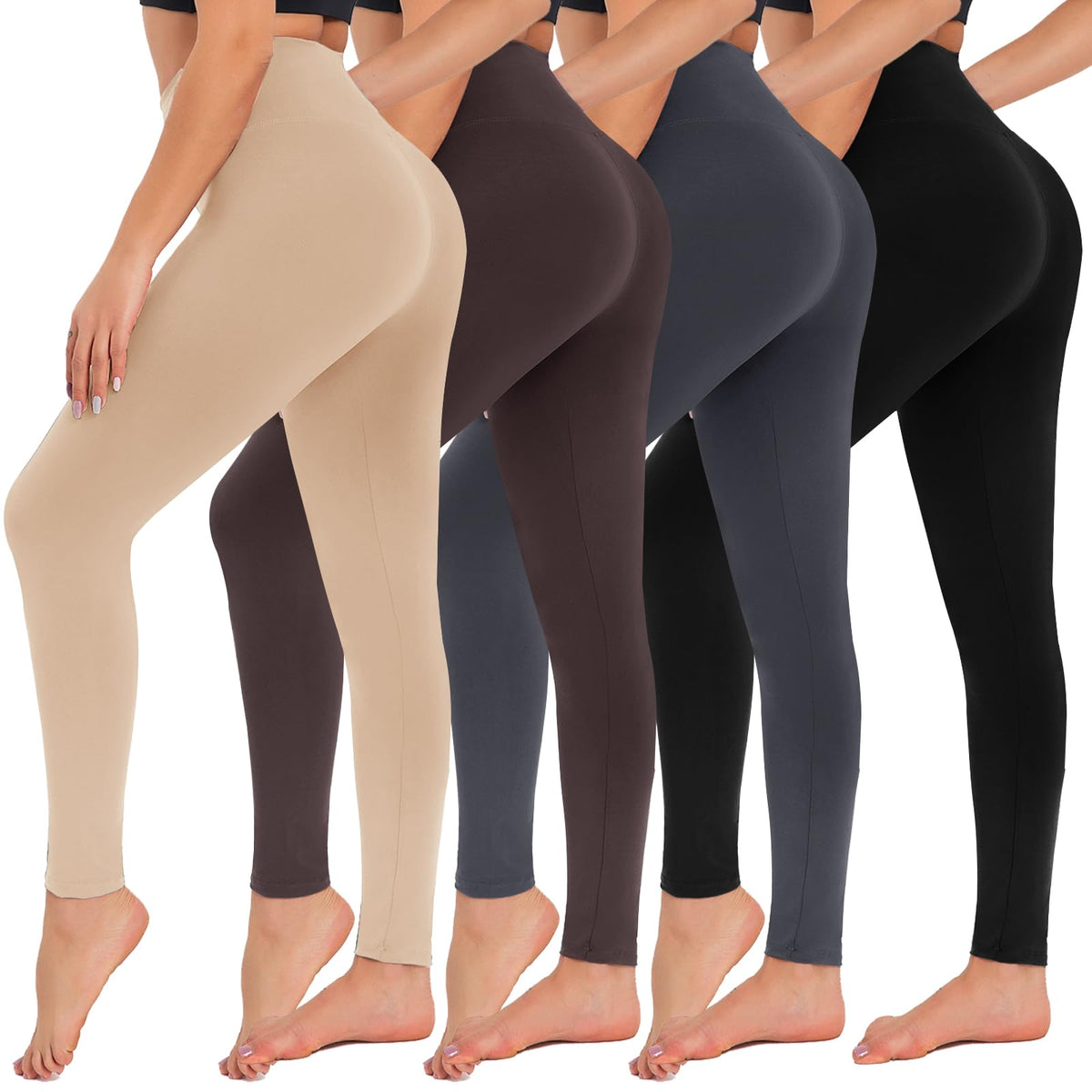 4-Pack High-Waisted Leggings — Tummy Control Yoga Pants