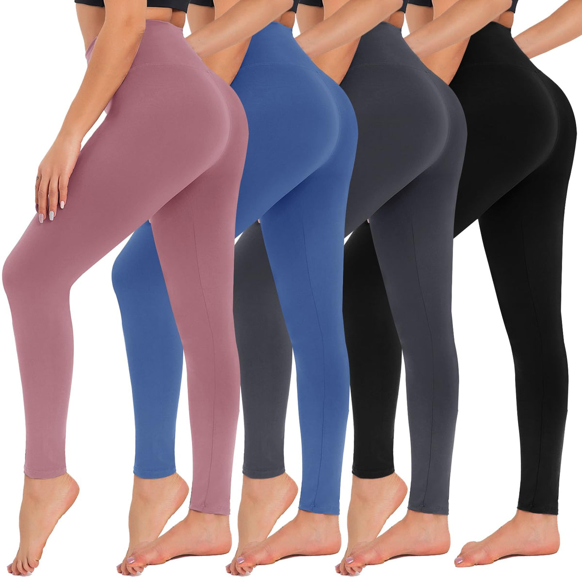 4-Pack High-Waisted Leggings — Tummy Control Yoga Pants