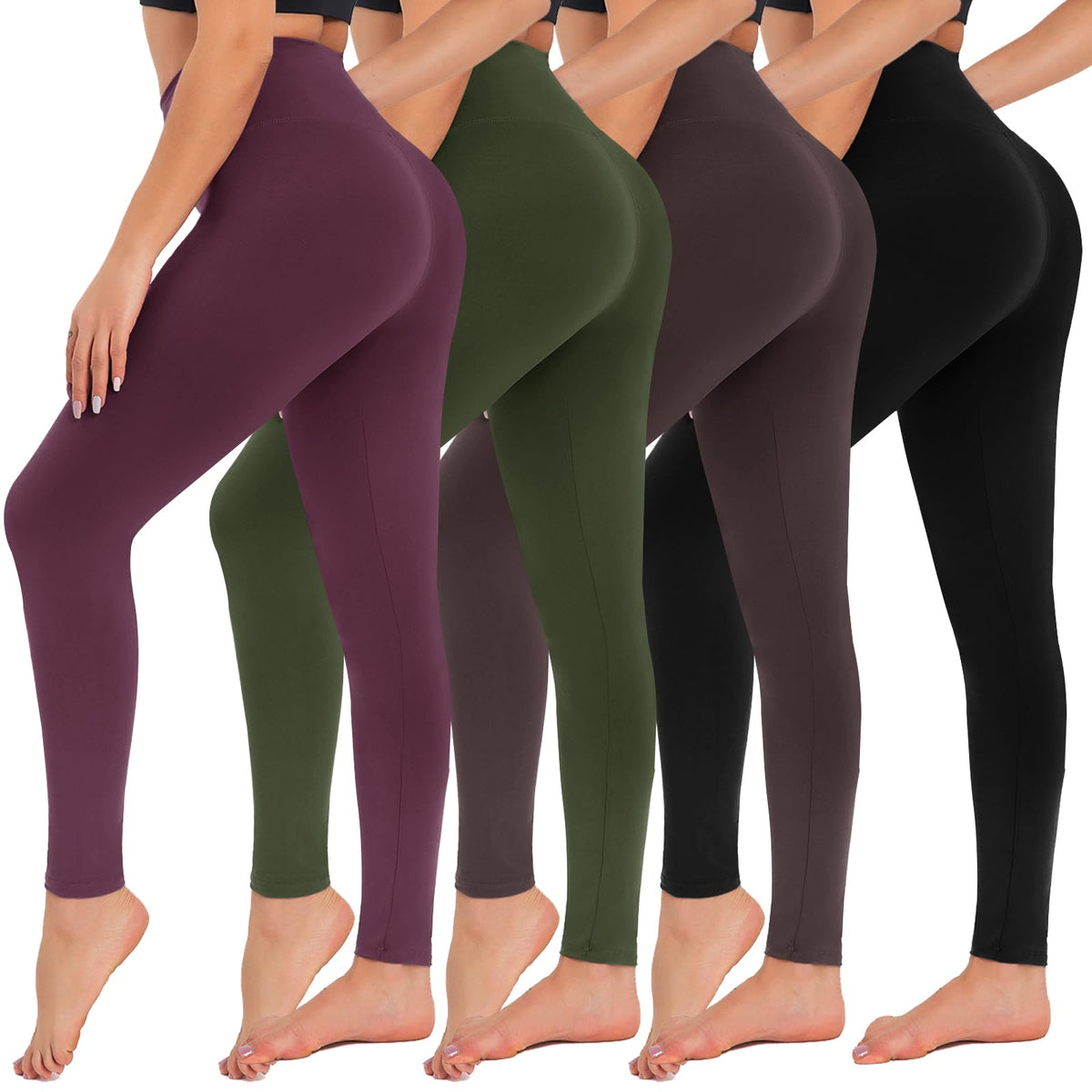 4-Pack High-Waisted Leggings — Tummy Control Yoga Pants