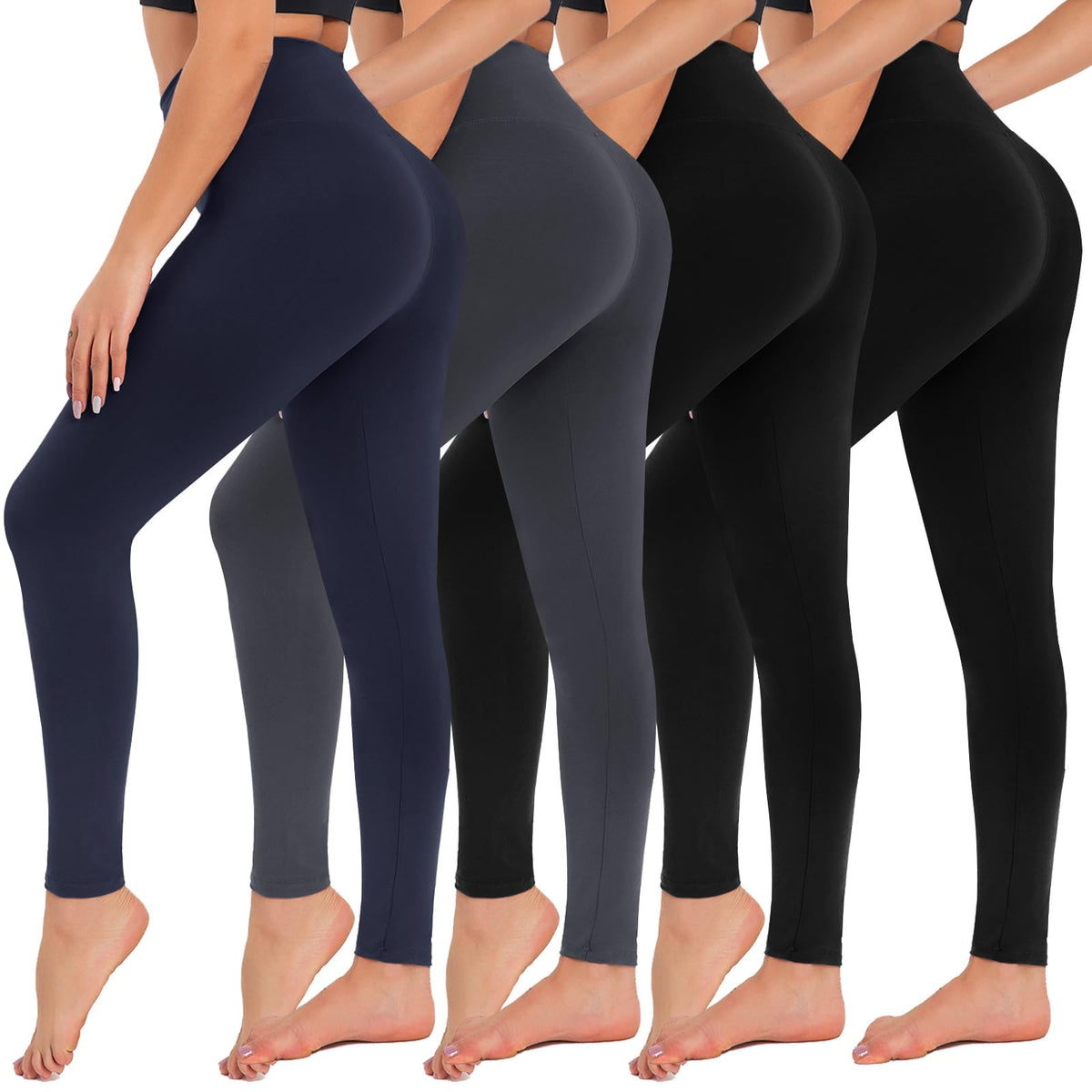 4-Pack High-Waisted Leggings — Tummy Control Yoga Pants