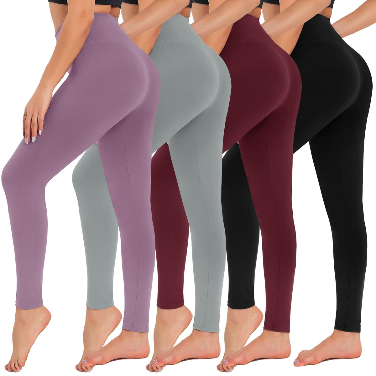 4-Pack High-Waisted Leggings — Tummy Control Yoga Pants
