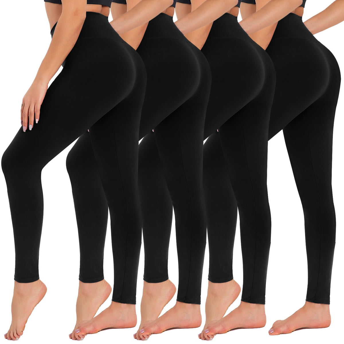 4-Pack High-Waisted Leggings — Tummy Control Yoga Pants
