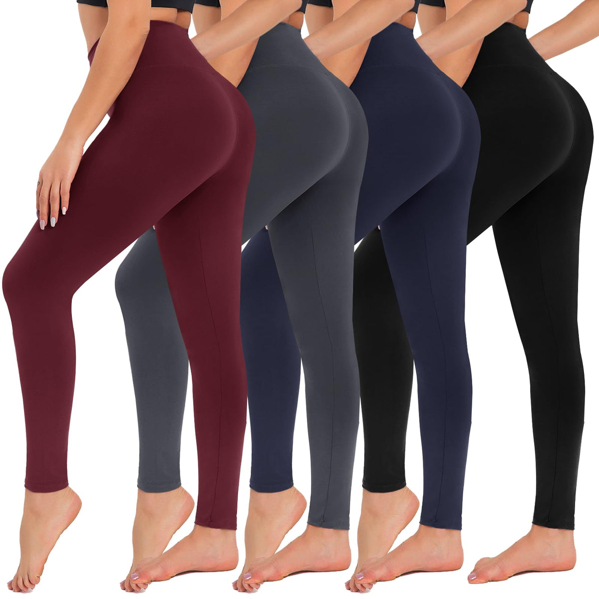 4-Pack High-Waisted Leggings — Tummy Control Yoga Pants