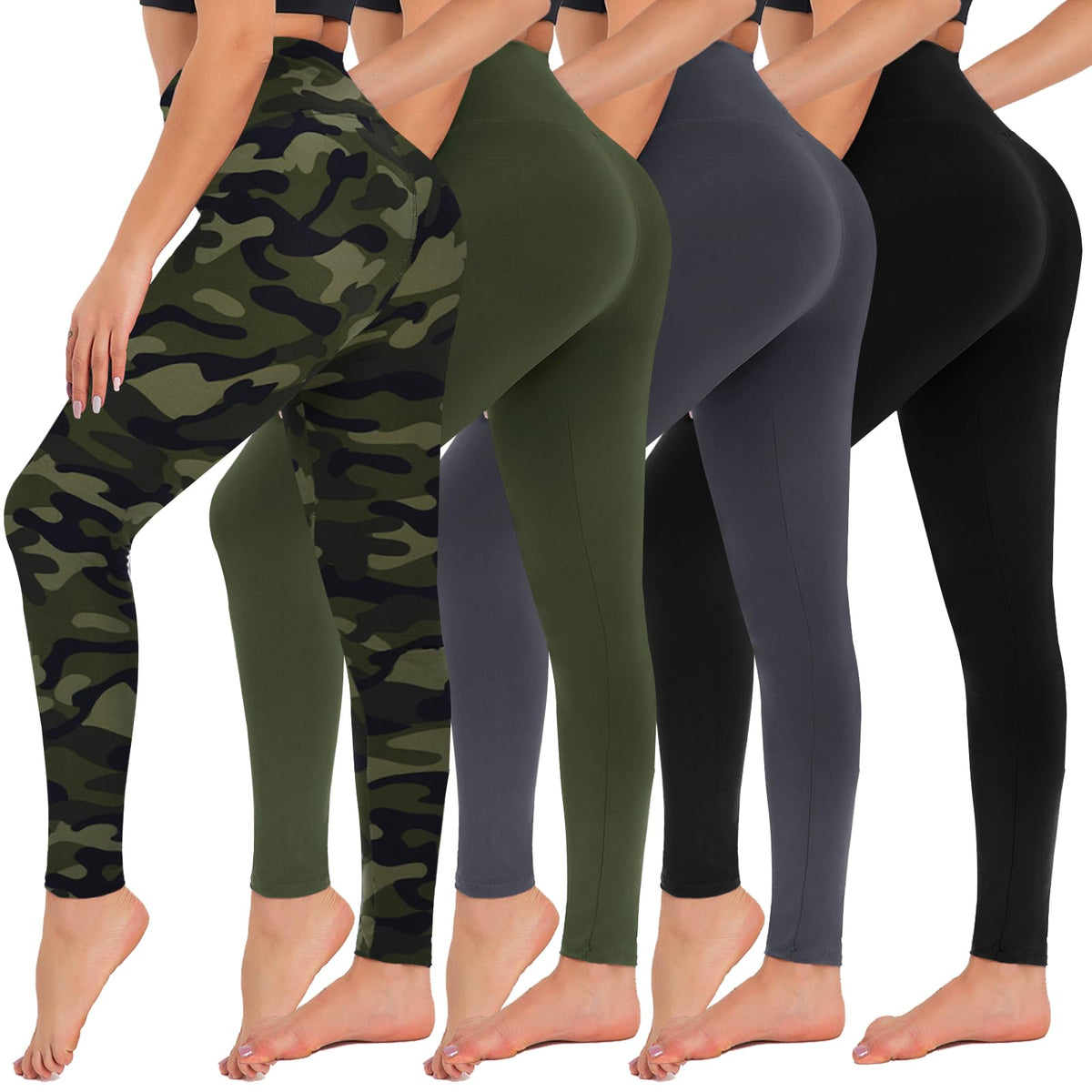4-Pack High-Waisted Leggings — Tummy Control Yoga Pants