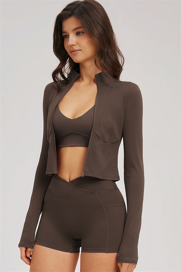 The Sizzle 3-Piece Set — Zip Jacket, Sports Bra & Shorts