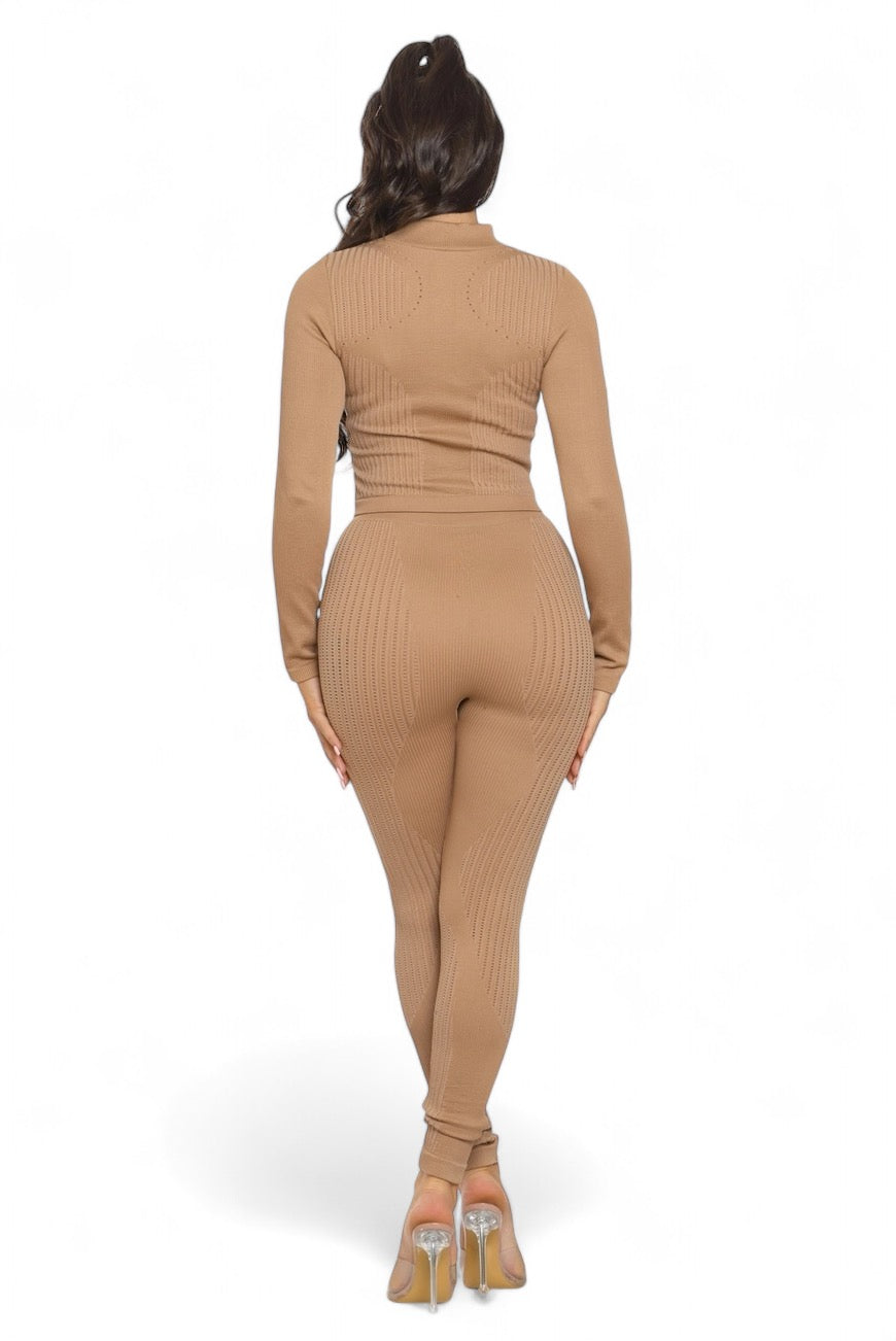 Washed Seamless Zip-Up Jacket & Leggings Set
