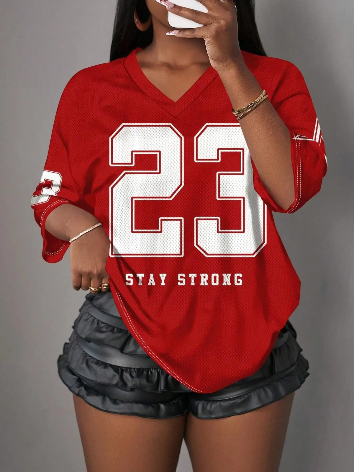 Stay Strong Retro Mesh Sports Jersey — Women's Athleisure Tee