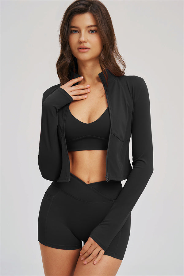 The Sizzle 3-Piece Set — Zip Jacket, Sports Bra & Shorts