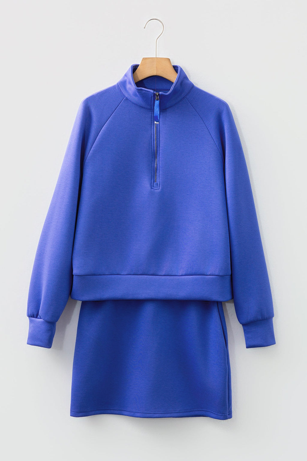 Solid Half-Zip Pullover & Mini Skort Set