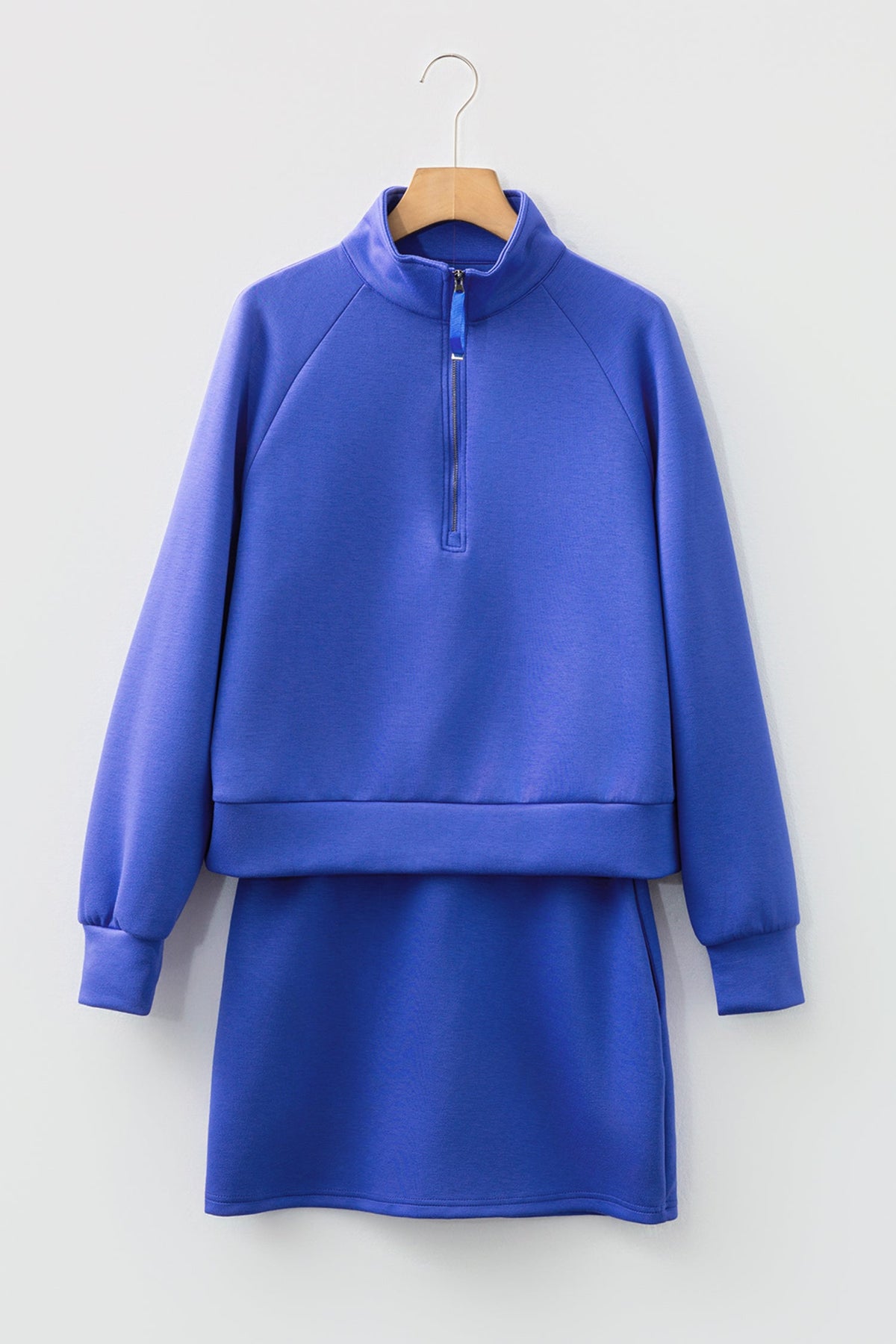 Solid Half-Zip Pullover & Mini Skort Set