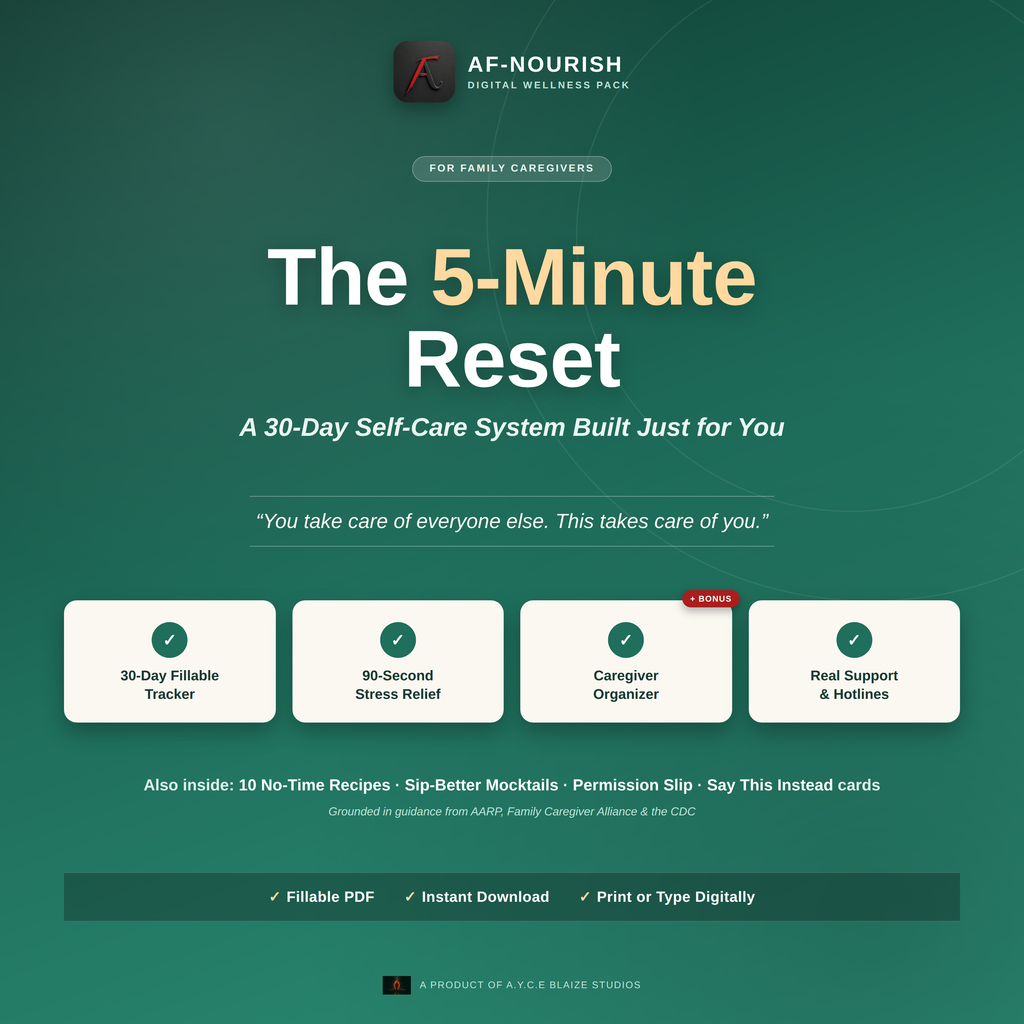 AF-Nourish "The 5-min Reset" Wellness packet