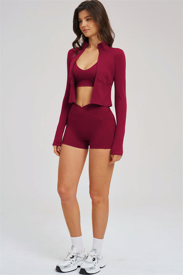 The Sizzle 3-Piece Set — Zip Jacket, Sports Bra & Shorts