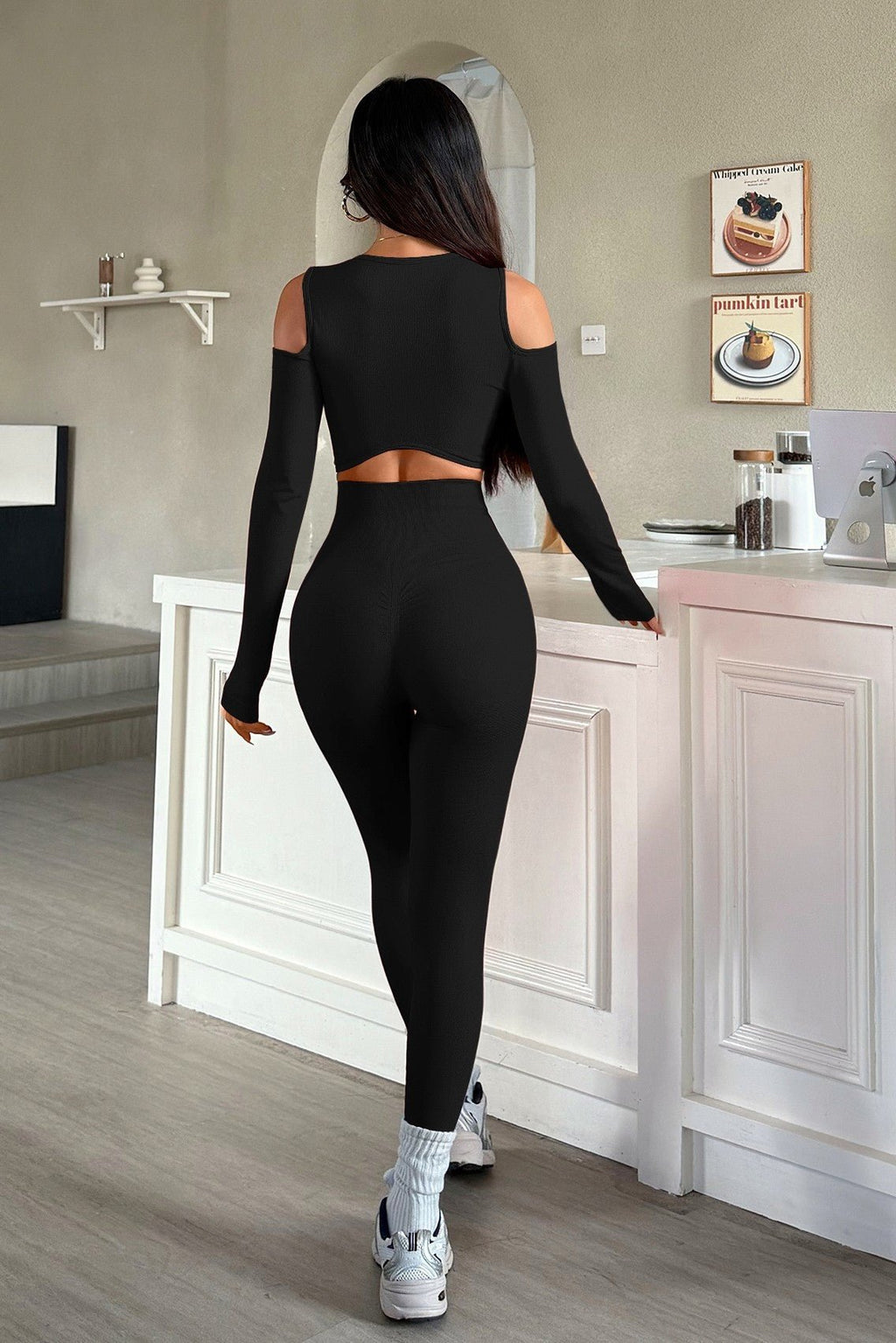 Blaire Sport Cut-Out Shoulder Top & Legging Set
