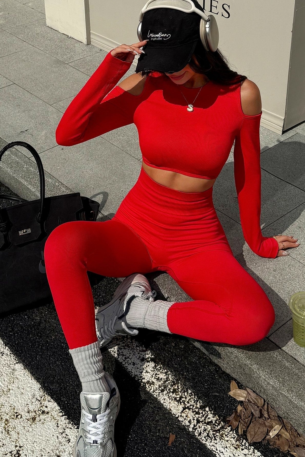 Blaire Sport Cut-Out Shoulder Top & Legging Set