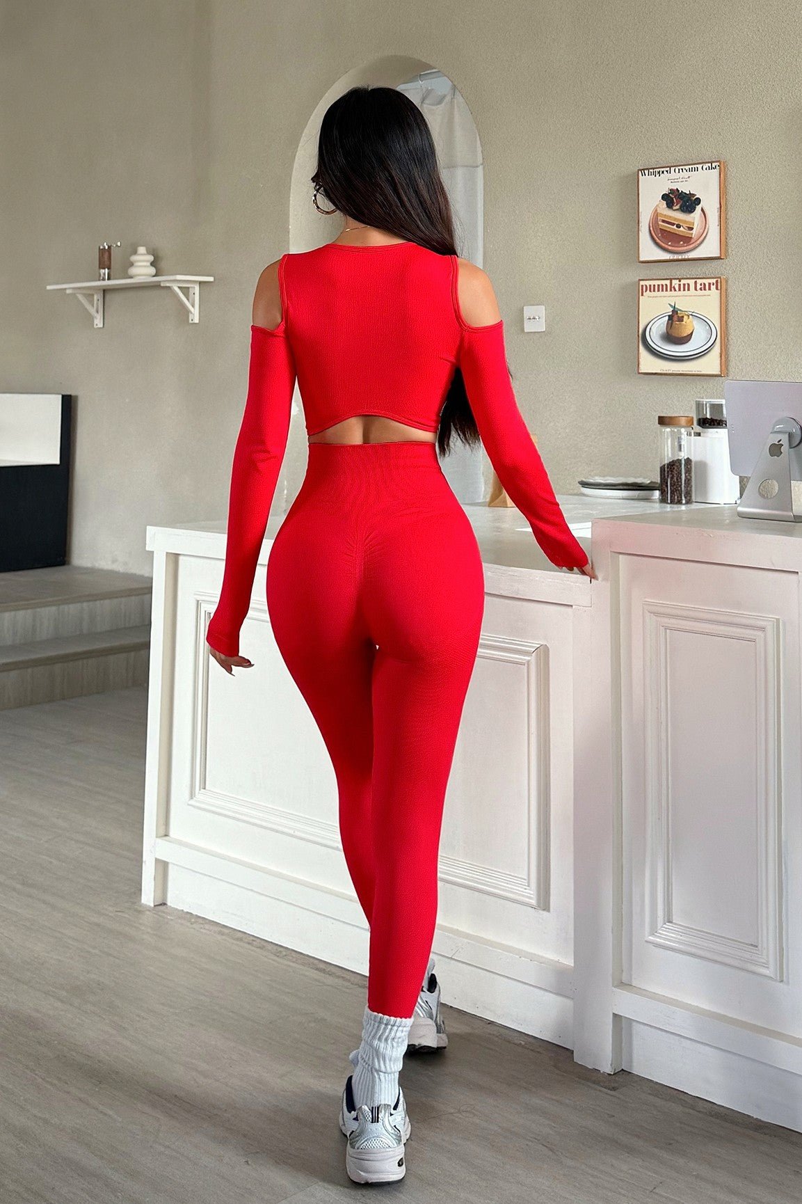 Blaire Sport Cut-Out Shoulder Top & Legging Set