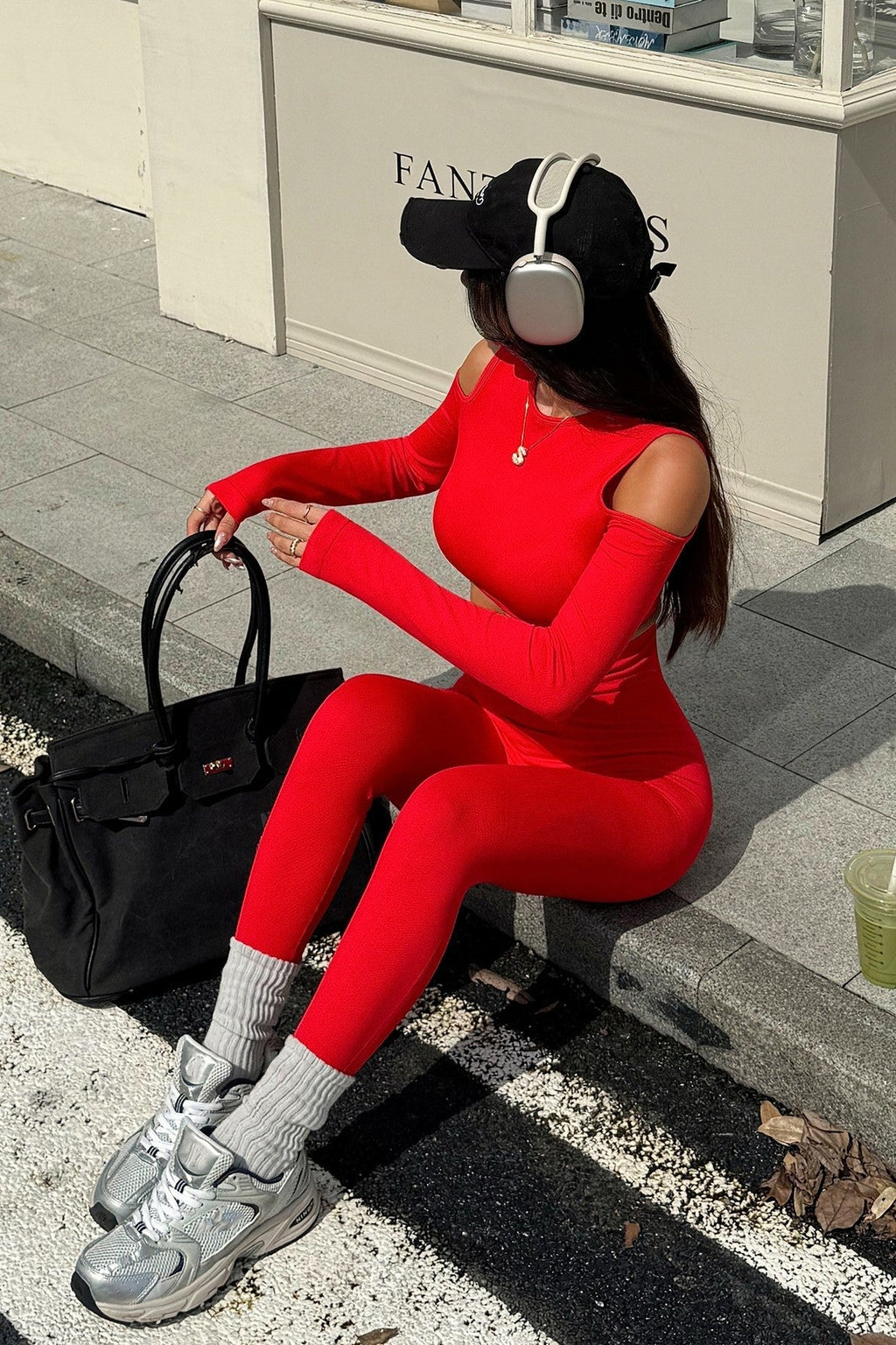 Blaire Sport Cut-Out Shoulder Top & Legging Set