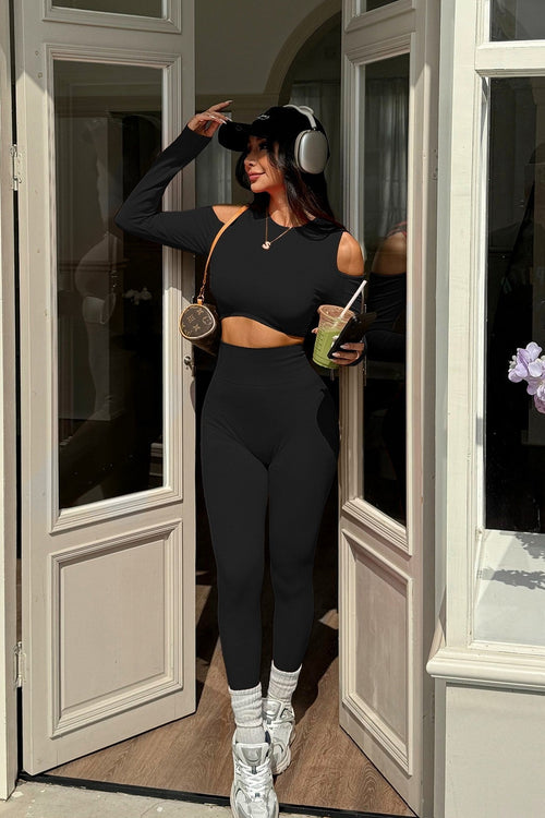 Blaire Sport Cut-Out Shoulder Top & Legging Set