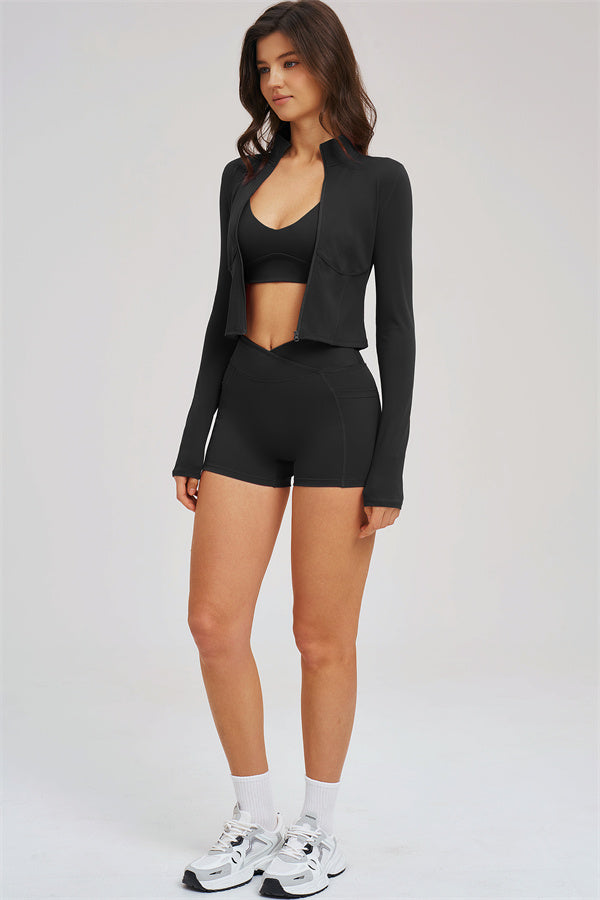 The Sizzle 3-Piece Set — Zip Jacket, Sports Bra & Shorts