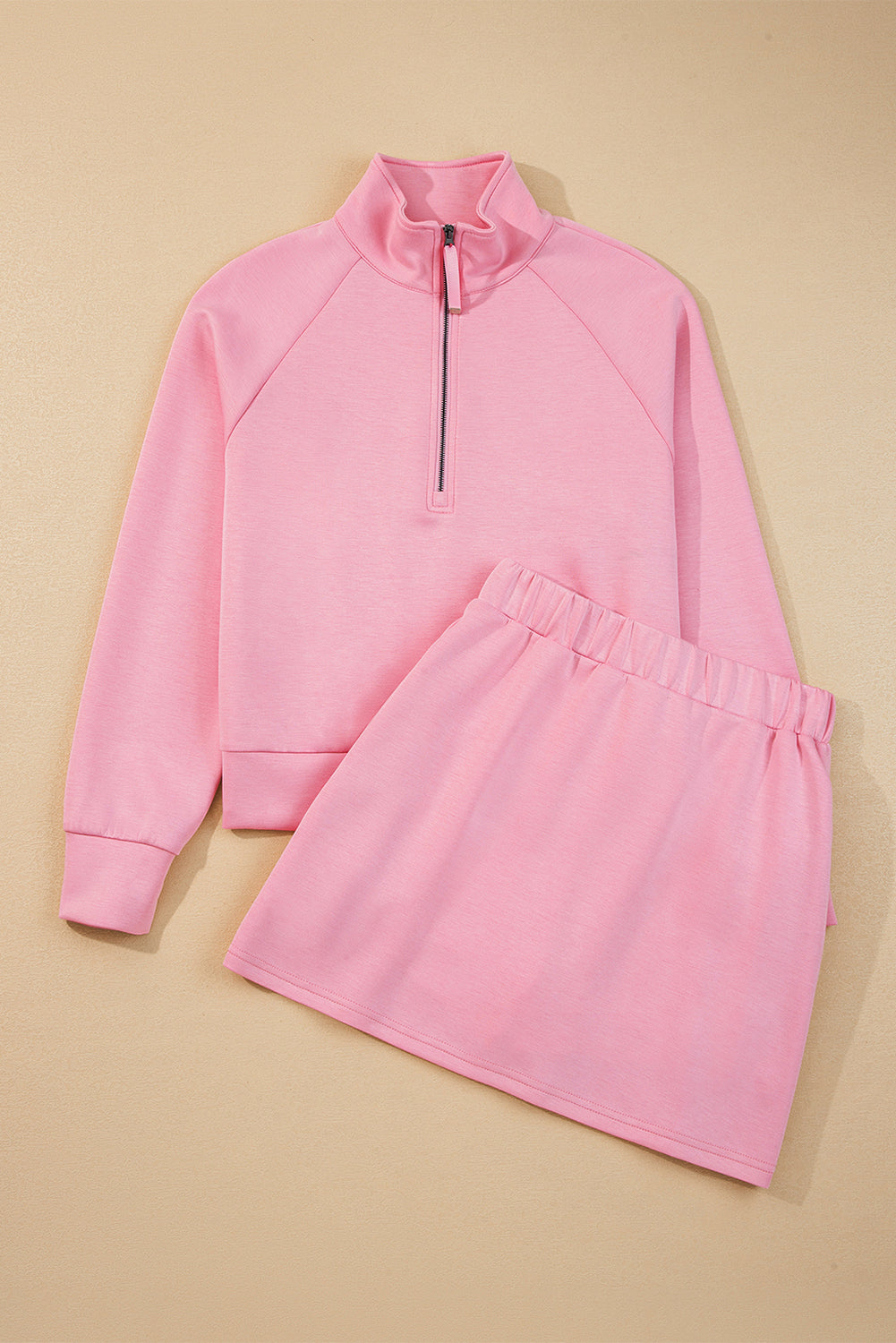 Solid Half-Zip Pullover & Mini Skort Set